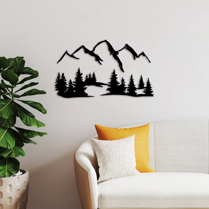 Wallity Nature And Mountain - 1 Escultura de Pared Metálica Negra